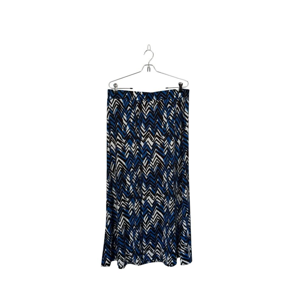 Christopher & Banks Large Elastic Waistband Blue Black A-Line Long Skirt CJ Bank